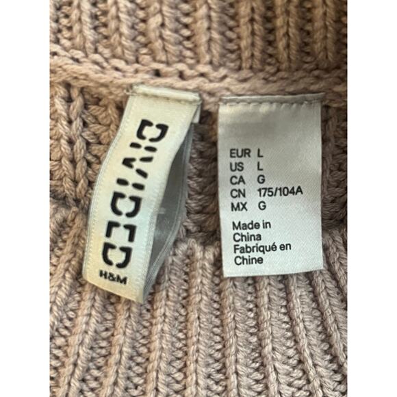 NWT Women's H&M Tan Stitched Knit Soft Fall Winter Sweater Sz Large - Picture 4 of 6